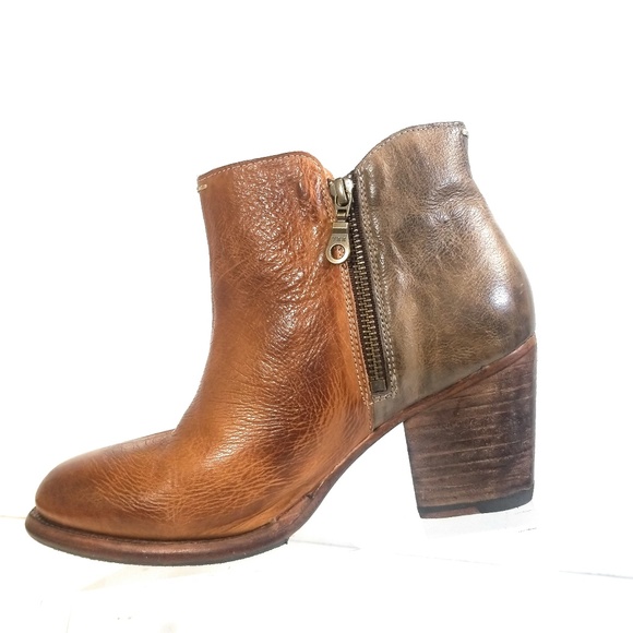 Bed Stu Women Brown Rustic Leather Zip Booties 9 - Picture 2 of 8